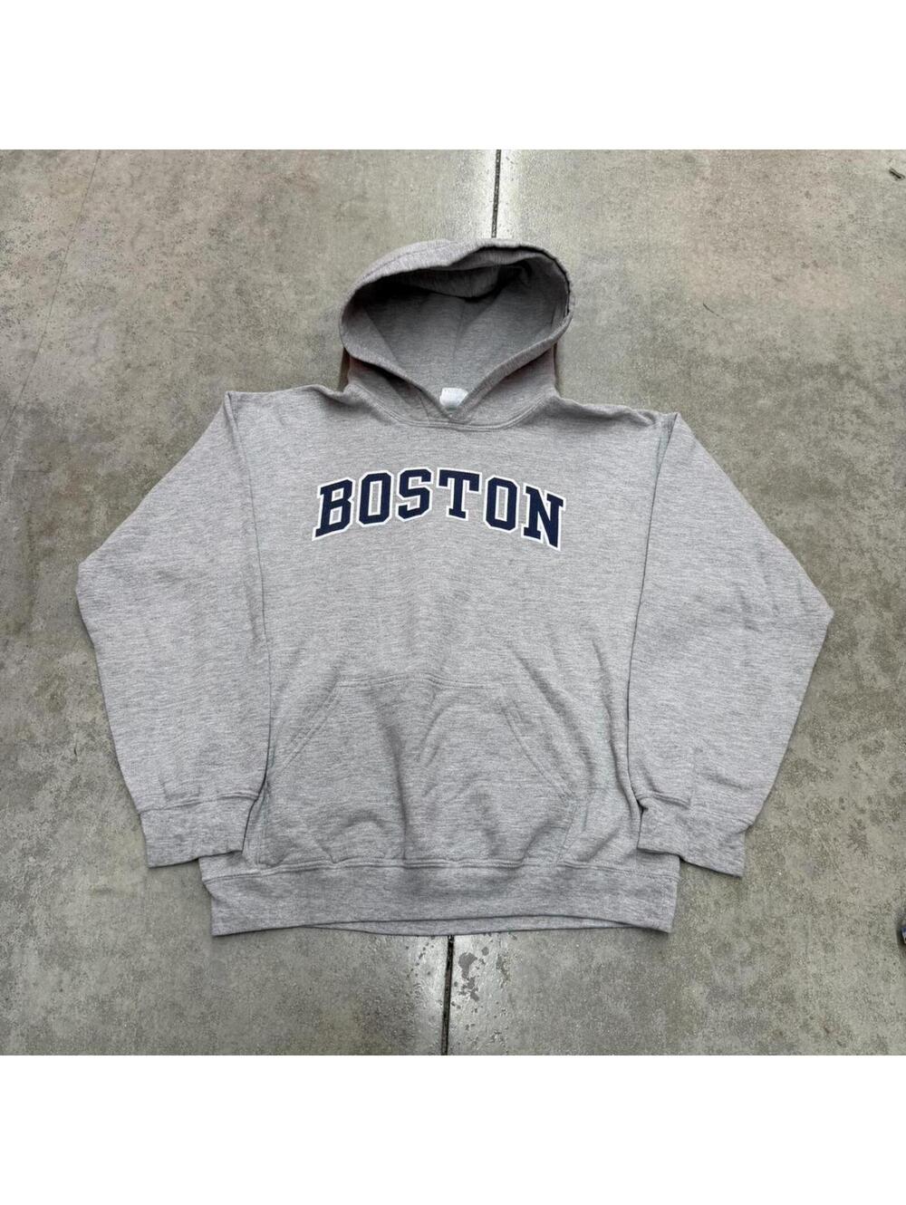 vintage boston massachusetts destination grey heavyweight hoodie size medium